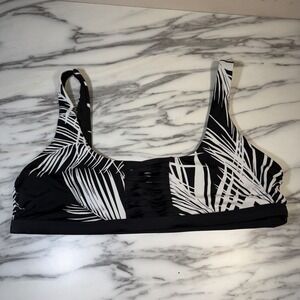 Athleta Adriata Bikini Top Swim Surf Tropical Square Neck Bathing Suit SZ L